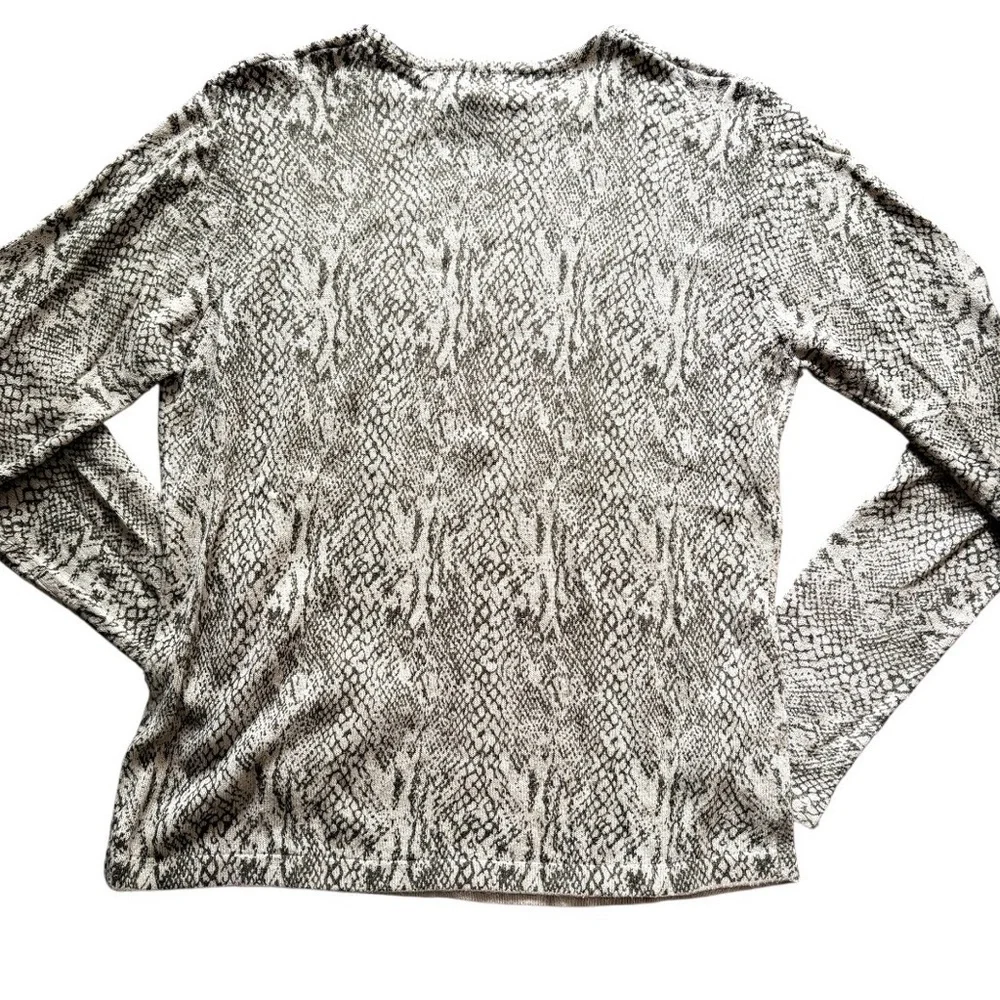 Cathy Daniels Sweater Women‎ S Green Snakeskin Print Long Sleeve Knit Top